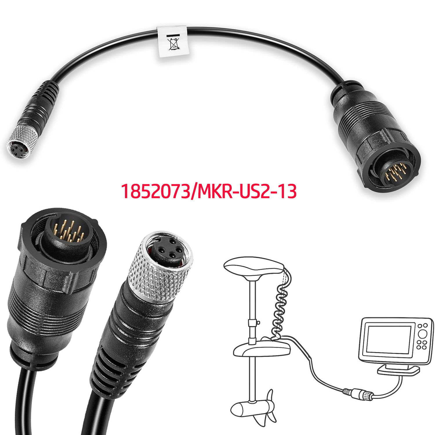 Fish Finder Transducer - For Minn Kota MKR-US2-13 Universal Sonar