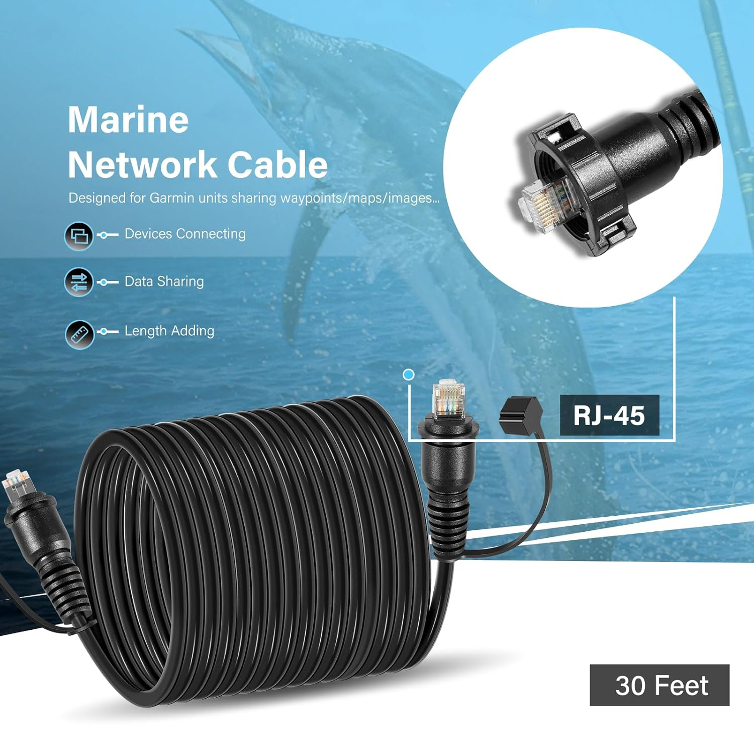 30 Foot Marine Network Cable f – обзор и цена Fish Finder Cable